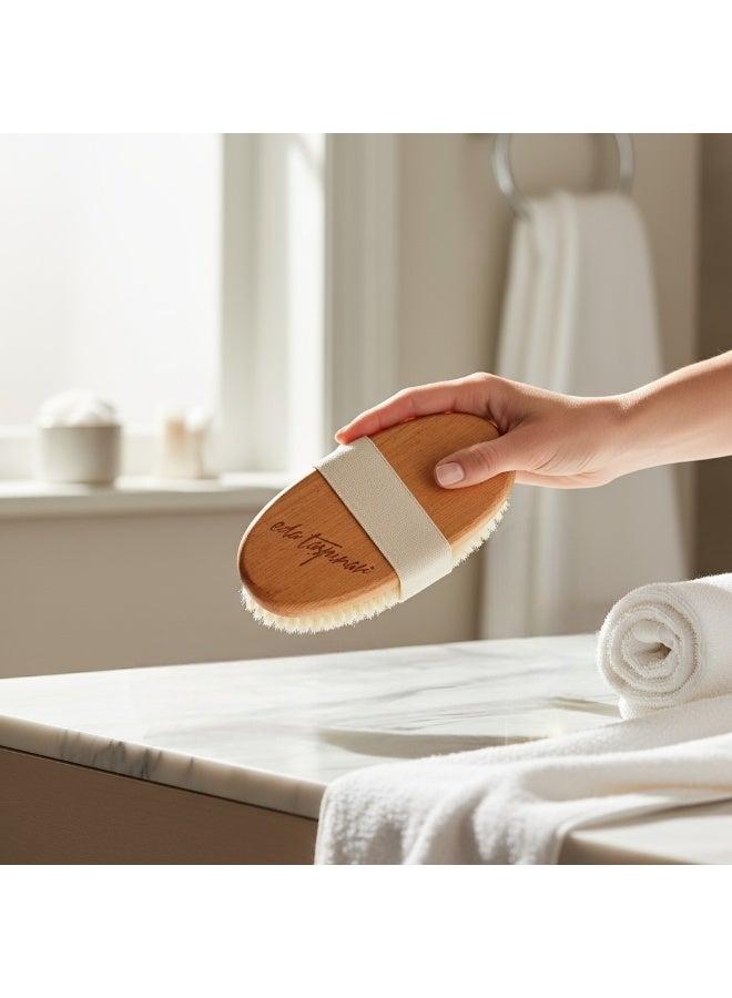 eda taspinar Anti-Cellulite Dry Brush Natural Horse Hairbrush, Removes Cellulite by 57% in 5 Weeks, Exfoliating Body Scrubber, Improves Lymphatic Function, Silky Skin, Animal Friendly - Image 5